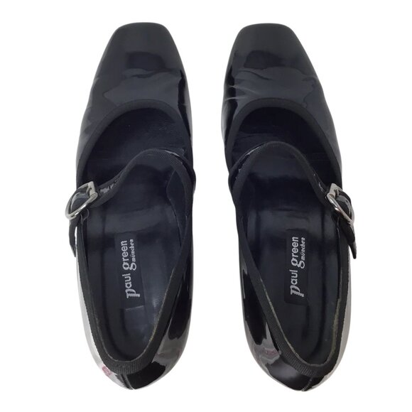 Paul Green Mary Jane Black Sz 7.5 Patent Leather Pumps Handmade Austria 2044 - Picture 6 of 12